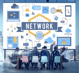 Wall Mural - network connection social communication concept