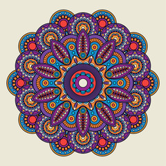 Wall Mural - Indian doodle boho hippie mandala. Vector illustration