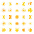 Set of sun icons, vector illustration
