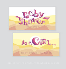 Wall Mural - baby shower template lettering. vector illustration