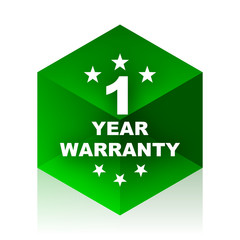 Poster - warranty guarantee 1 year cube icon, green modern design web element