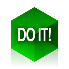 Aufkleber - do it cube icon, green modern design web element
