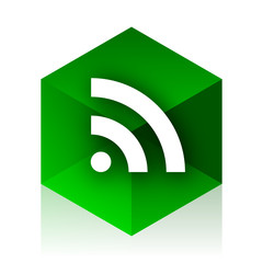 Aufkleber - rss cube icon, green modern design web element