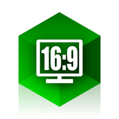 Aufkleber - 16 9 display cube icon, green modern design web element