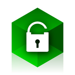 Wall Mural - padlock cube icon, green modern design web element