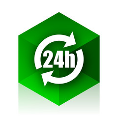 Aufkleber - 24h cube icon, green modern design web element