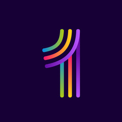 Number one logo with neon lines.