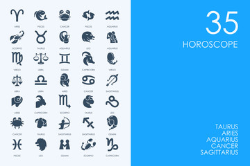 Sticker - Set of BLUE HAMSTER Library Horoscope icons