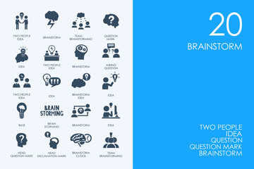 Poster - Set of BLUE HAMSTER Library brainstorm icons