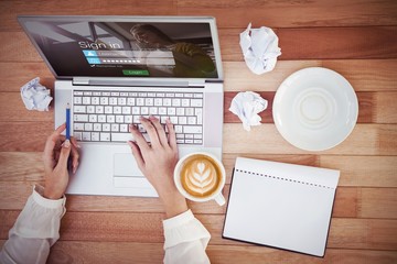 Wall Mural - Composite image of login screen with blonde woman