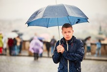 Man In Rainy Day