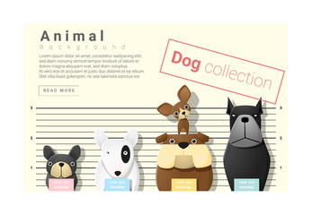 Cute animal family background with Dogs, vector , illustration