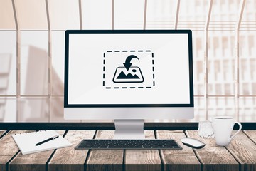 Wall Mural - composite image of a computer over a desk