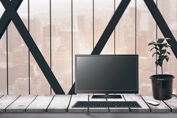 Wall Mural - composite image of a computer over a desk