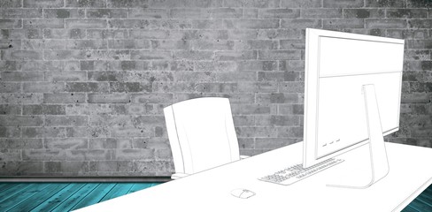 Wall Mural - composite image of draw of a desk