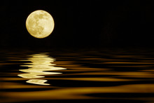 Yellow Moon Over Sea