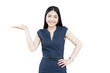 © twinsterphoto - Beautiful Asian woman showing hands presenting