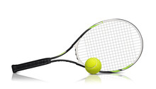 Tennis Rackets And Ball On White Background