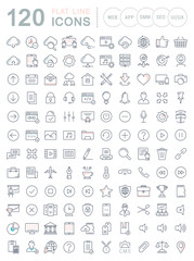 Wall Mural - set vector flat line icons seo and web design