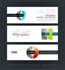 Wall Mural - Vector set of modern horizontal website banners with circle, squ
