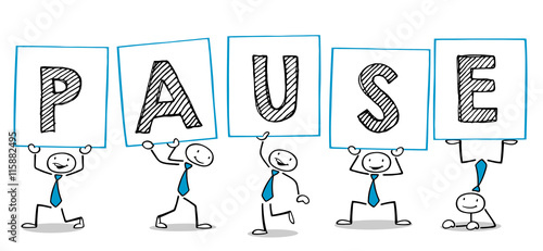 Photographie Cartoon Leute halten Pause Schilder