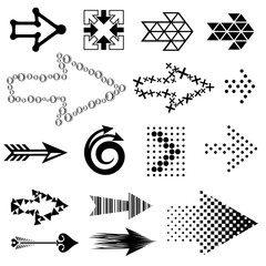 Arrow icons in simple style. Cursor set collection isolated vector illustration