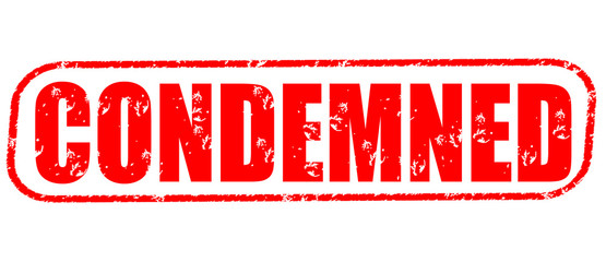 condemned on the white background, red illustration