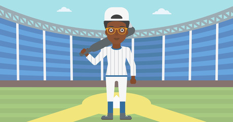 Baseball player with bat vector illustration.