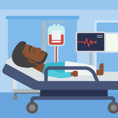 Poster - Man lying in hospital bed.