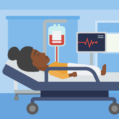 Poster - Woman lying in hospital bed.