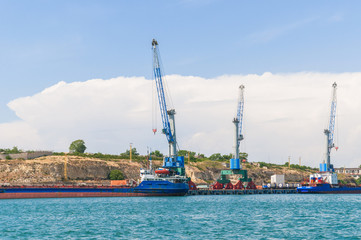 cargo ship in industrial port