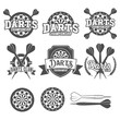 Darts labels set, badge, vector logos