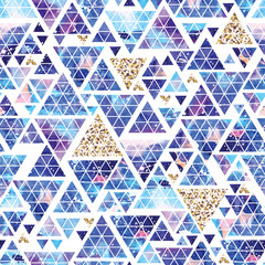 Wall Mural - triangular space design. abstract watercolor ornament.