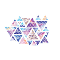 Wall Mural - triangular space design. abstract watercolor ornament.