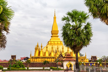 Pha That Luang Is A Golden Buddhist Stupa In The Centre Of Vient