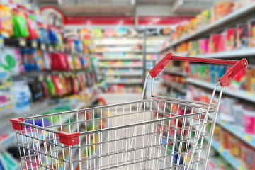 Poster - shopping cart in supermarket