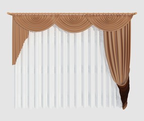3d Illustration Curtains Isolated On White Background