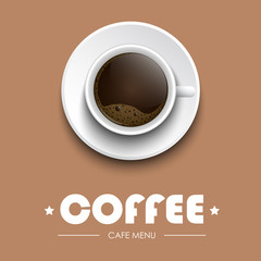 Fototapete - Coffee cup on a brown background with text