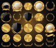 © totallyout - Vector medieval golden shields laurel wreaths and badges collection