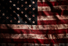 Background Of Grunge American Flag With Dirt And Blood