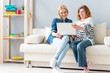 © Yakobchuk Olena - Carefree woman using computer with parent