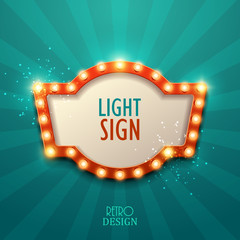 Wall Mural - Retro light sign. Vintage style banner. Vector illustration.