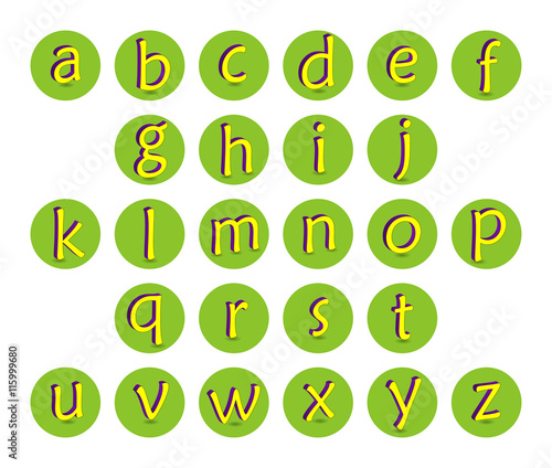 3d Alphabet Set Of 26 Lowercase English Letters Vector Illustration