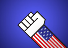 A Hand Forming A Fist With American Flag As The Sleeve