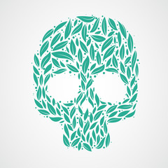 Wall Mural - Abstract skull in leaves