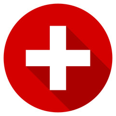 Aufkleber - Flat design red round plus vector icon
