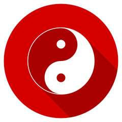 Poster - Flat design red ying yang round vector icon