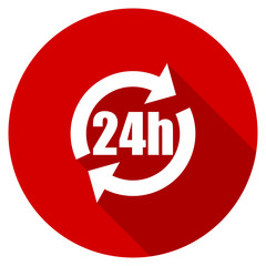 Poster - Red round flat 24h vector icon