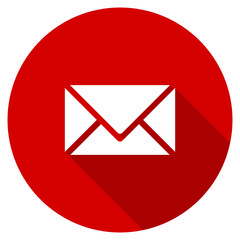 Poster - Red round flat mail vector icon