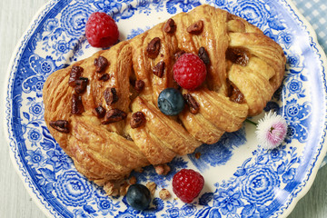 Sticker - Braided danish bun made of puff pastry decorated with fresh frui